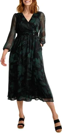 Tommy Bahama Bloom Beauty Metallic Long Sleeve Maxi Dress in Black at Nordstrom, Size X-Small