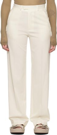 パンツ Maison Margiela Over Ivory Cotton Blend Pants MM6 Maison Margiela Cotton Gabardine Foldover Wide-Leg Pants