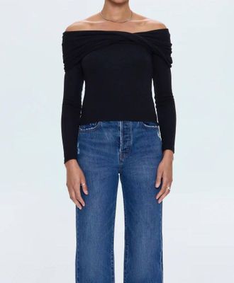 Pistola Denim Lyra Off The Shoulder Top In Noir