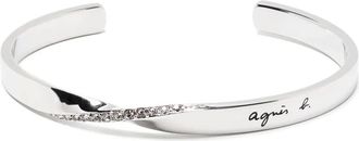 agnès b. narrative couple bracelet - women - Swarovski Zirconia/stainless steel - One Size - Silver