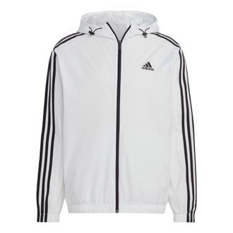 adidas Essentials 3-Stripes Woven Windbreaker White Black IB0386