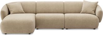 Castlery Auburn Chaise Sectional Sofa Left Facing Customized, (Washed Chenille) Sand, Machine Washable, Modular for Sofas, Brown, Castlery