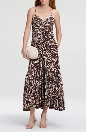 A.L.C. Lindsey Print Ruched Dress in Ganache Multi at Nordstrom, Size 10
