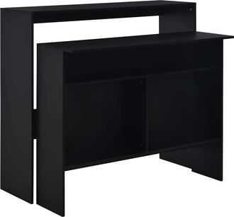 vidaXL Mesa Alta De Bar Con 2 Tableros Negro 130x40x120 Cm Vidaxl