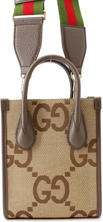 Gucci Beige Brown Canvas Leather Handbag Shoulder Bag Tote Bag (Pre-Owned)