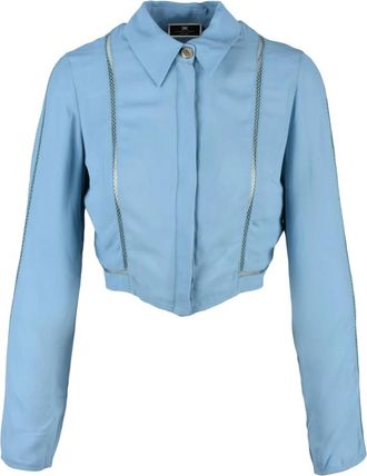 Elisabetta Franchi Cropped Shirt - Dames - Overhemden - Blauw - S - Overhemden