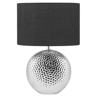 Beliani Beliani - L&aacute;mpara De Mesa De Cer&aacute;mica Negro Plateado Base Pantalla Tambor Poli&eacute;ster Nasva