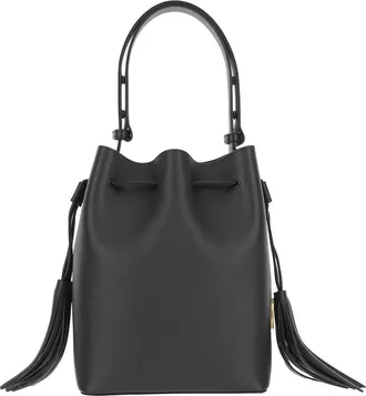 Valentino Garavani Womens V-Logo Leather Bucket Bag Black Calfskin Shoulder