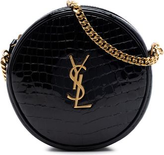 Saint Laurent Pre-owned Saint Laurent Croc Embossed Patent Round Vinyle Camera Bag Ladies 8ZCG8IC6KVUSOFA6