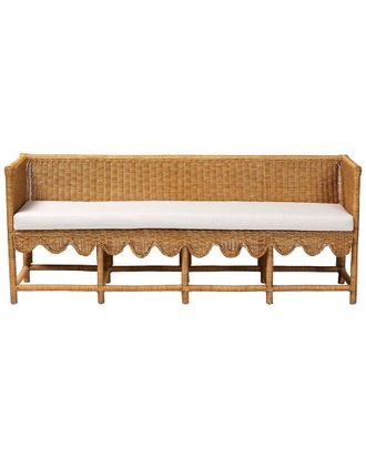 Baxton Studio Seranay Bohemian Scallop Rattan Long Dining Bench