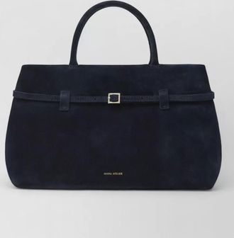 Manu Atelier structured suede tote bag top handle