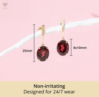MAX + STONE 14k Yellow or White Gold 10x8mm Oval Cut Gemstone Drop Dangle Earrings