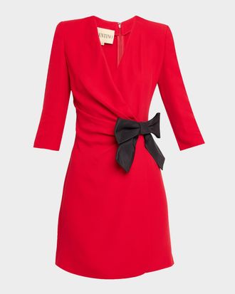Valentino Garavani Draped Wrap Bow Mini Dress