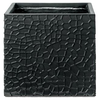 Beliani Maceta Para Exterior E Interior Tiesto Decorativo Cuadrado De Fibra De Arcilla 42 X 42 X 38 Cm Negro Feiyan