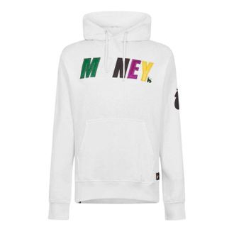 Money Clothing Heren Satijnen Hoodie met lange mouwen (Wit)