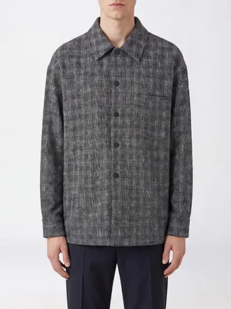 Wooyoungmi Cappotto corto monopetto in lana e seta con motivo tartan