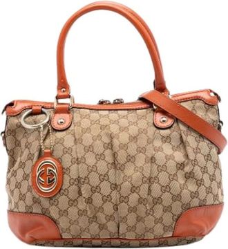 Gucci Pre-owned Handbags, female, Beige, Size: ONE SIZE Pre-owned Sukey Handbag