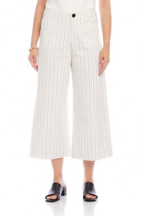 Karen Kane Stripe Wide Leg Crop Pants in Off White at Nordstrom, Size 12