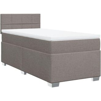 vidaXL Cama Box Spring Con Colch&oacute;n Tela Gris Taupe 80x200 Cm Vidaxl