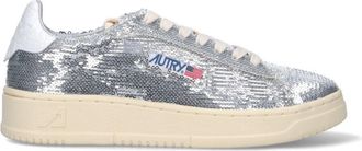 Autry Low-Top Sneakers With Shimmering Silver Fabric