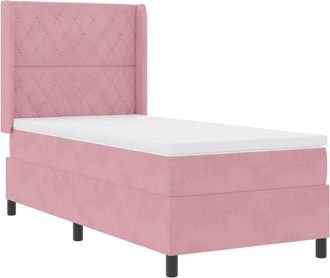 vidaXL Vidaxl - Box Spring Bed with Headboard Pink 100 x 200 cm Velvet
