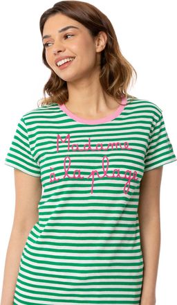 MC2 Saint Barth Green Cotton T-shirt With Madame à La Plage Embroidery
