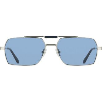 Ferragamo 61mm Navigator Sunglasses in Silver/Blue at Nordstrom