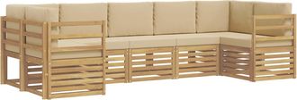 vidaXL Conjunto De Sof&aacute;s De Exterior 7 Uds. Y Beige Poli&eacute;ster Vidaxl