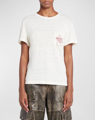 Golden Goose Journey Short-Sleeve Embroidered Pocket T-Shirt
