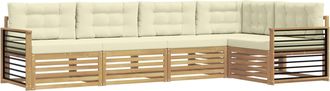 vidaXL Conjunto De Sof&aacute;s De Exterior 6 Uds. Blanco Y Crema Poli&eacute;ster Vidaxl