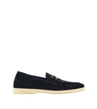 Ferragamo Navy Blue Cosimo Suede Loafers