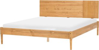 Beliani Cama Con Somier Estilo Escandinavo De Madera De Pino Natural 160 X 200 Cm Marr&oacute;n Claro Flavignac