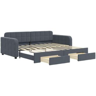 vidaXL Vidaxl - Sof&aacute; Cama Nido Con Cajones Terciopelo Gris Oscuro 90x190 Cm