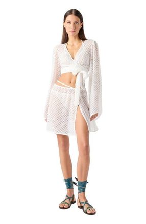 Missoni Wrap Top In Lam&eacute; Viscose With Raschel Workmanship in White at Nordstrom, Size 40 It