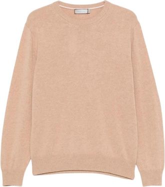 Canali Trui met ronde hals - Heren - Ronde hals truien - Beige - 2XL - Wol - Truien & Vesten