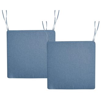 Beliani Conjunto De 2 Cojines De Asiento Para Silla De Jard&iacute;n De Tela De Poli&eacute;ster Resistente A Los Rayos Uv Azul Sassari Premium