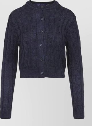 Ralph Lauren Collection cable knit cropped cardigan ribbed trim