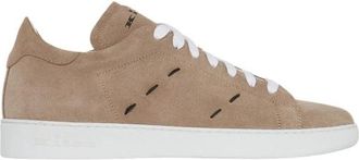 Kiton Contrasterende Stiksels Sneakers - Heren - Sneakers - Beige - 40 1/2 EU - Leer - Schoenen