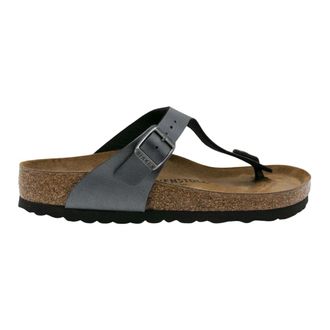 Birkenstock Schoenen, Dames, Zwart, 38 EU, Leer, Metallic Gizeh Slippers