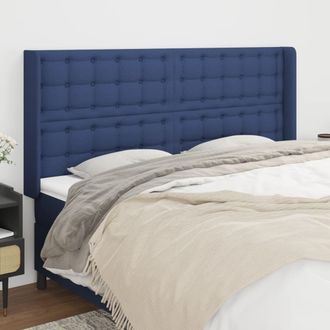 vidaXL Cabecero Con Orejas De Tela Azul 183x16x118/128 Cm Vidaxl