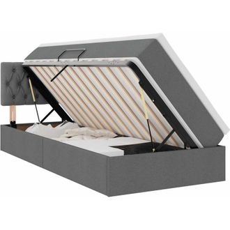 vidaXL Storage Bed with Mattress Dark Grey 90 x 190 cm Engineered Wood vidaXL