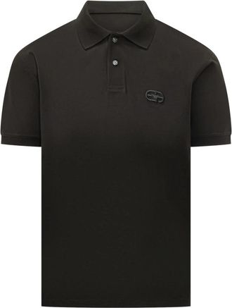 Emporio Armani Polo shirt van katoen-elastaan jersey - Heren - Polos - Zwart - S - Katoen - Tops