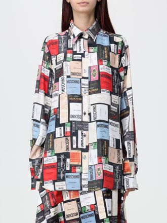 Moschino Camicia relaxed fit in pura seta con stampa grafica all-over