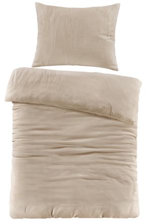 Novel Bettwäsche, Beige, Textil, Uni, 140x220 cm, pflegeleicht, atmungsaktiv, weiche und anschmiegsame Oberfläche, dicht gewebtes Garn, Heimtextilien, Bettw