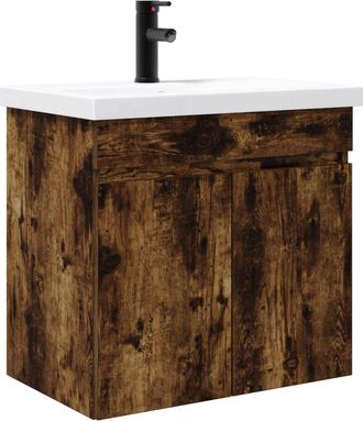 vidaXL M&oacute;dulo De Ba&ntilde;o Con Grifer&iacute;a Roble Ahumado 61 X 40 X 74,5 Cm Vidaxl