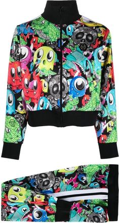 Philipp Plein Monsters graphic-print tracksuit-set - women - Fabric - S - Black