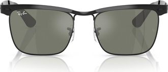 Ray-Ban 53mm Wayfarer Deluxe Square Sunglasses in Black /Grey Mirror Bronze at Nordstrom
