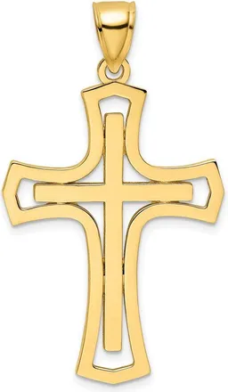Diamond2Deal 14k Yellow Gold Polished Fancy Double Cross Pendant