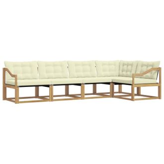 vidaXL Conjunto De Sof&aacute;s De Exterior Con Coj&iacute;n 5 Pcs Blanco Y Crema Vidaxl