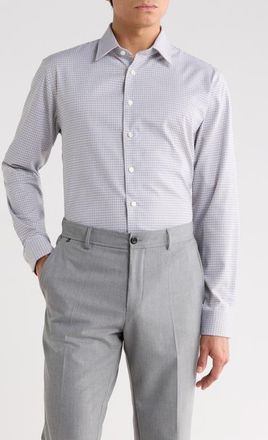 Nordstrom Trim Fit Premium Check Cotton Button-Up Shirt in Brown- Blue Bono Plaid at Nordstrom, Size 17.5 - 32